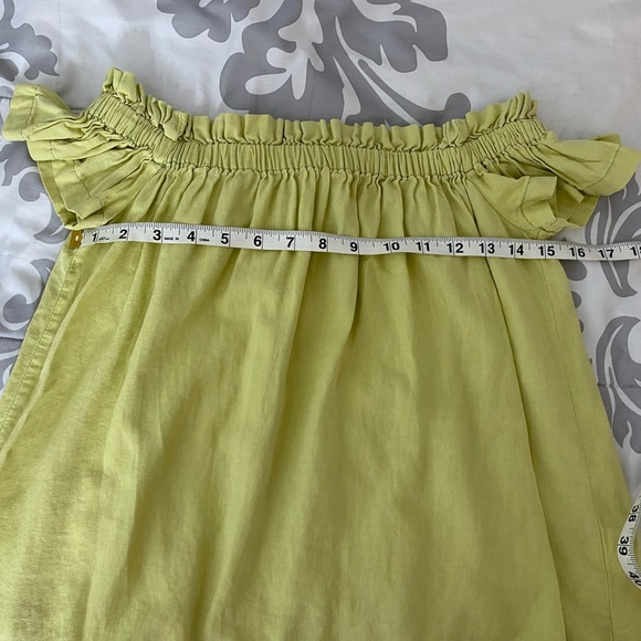Free People Everything Green Off The Shoulder Linen Blend Top 6 - Picture 5 of 7